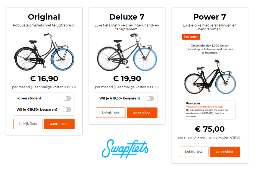 Swapfiets: een fiets op abonnementsbasis inclusief service en onderhoud