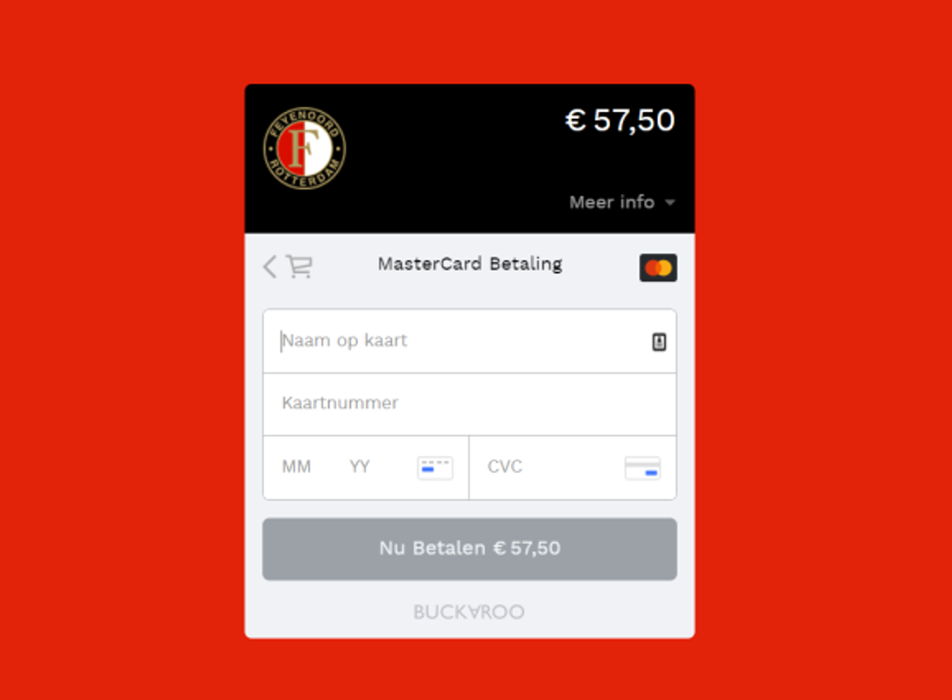 Via Client-Side Encryption kunnen ook creditcardbetalingen in de eigen omgeving van de voetbalclub worden afgerond. Uiteraard volledig in huisstijl van de voetbalclub, met of zonder zichtbaarheid van Buckaroo.